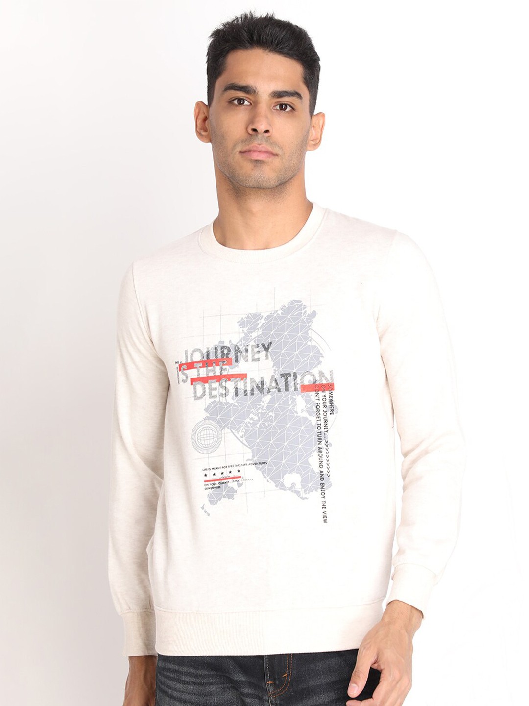 

PROTEX Men Cream-Coloured Printed Sweatshirt