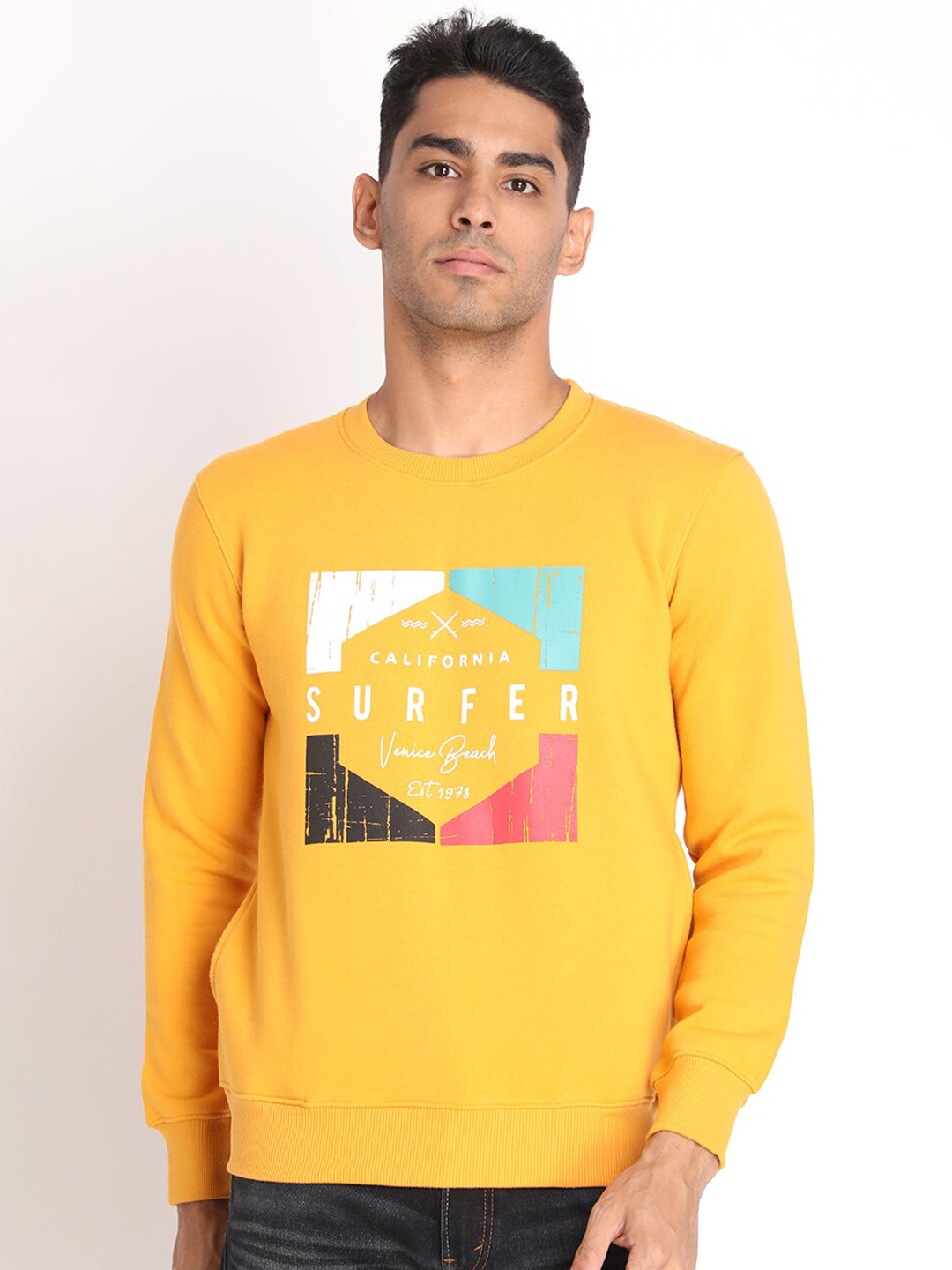 

PROTEX Men Mustard Printed Sweatshirt