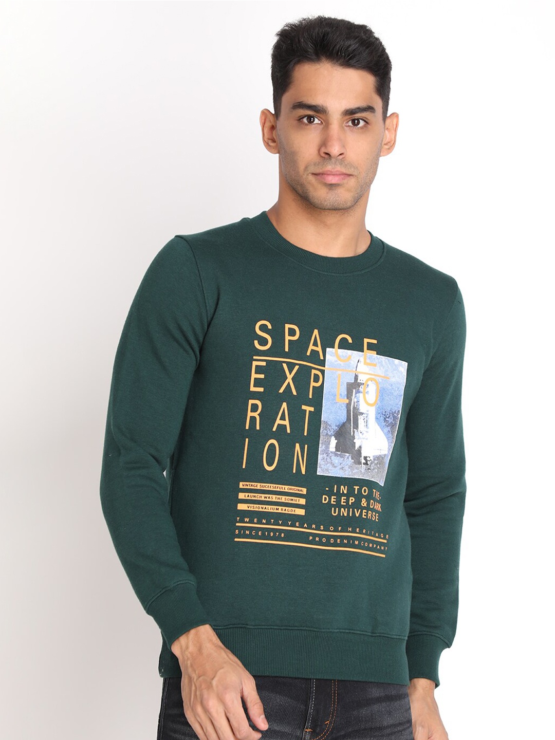 

PROTEX Men Green Printed Sweatshirt