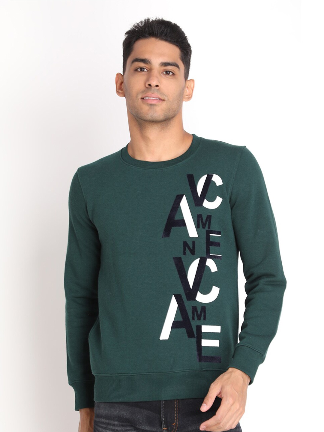 

PROTEX Men Bottle Green Printed Sweatshirt