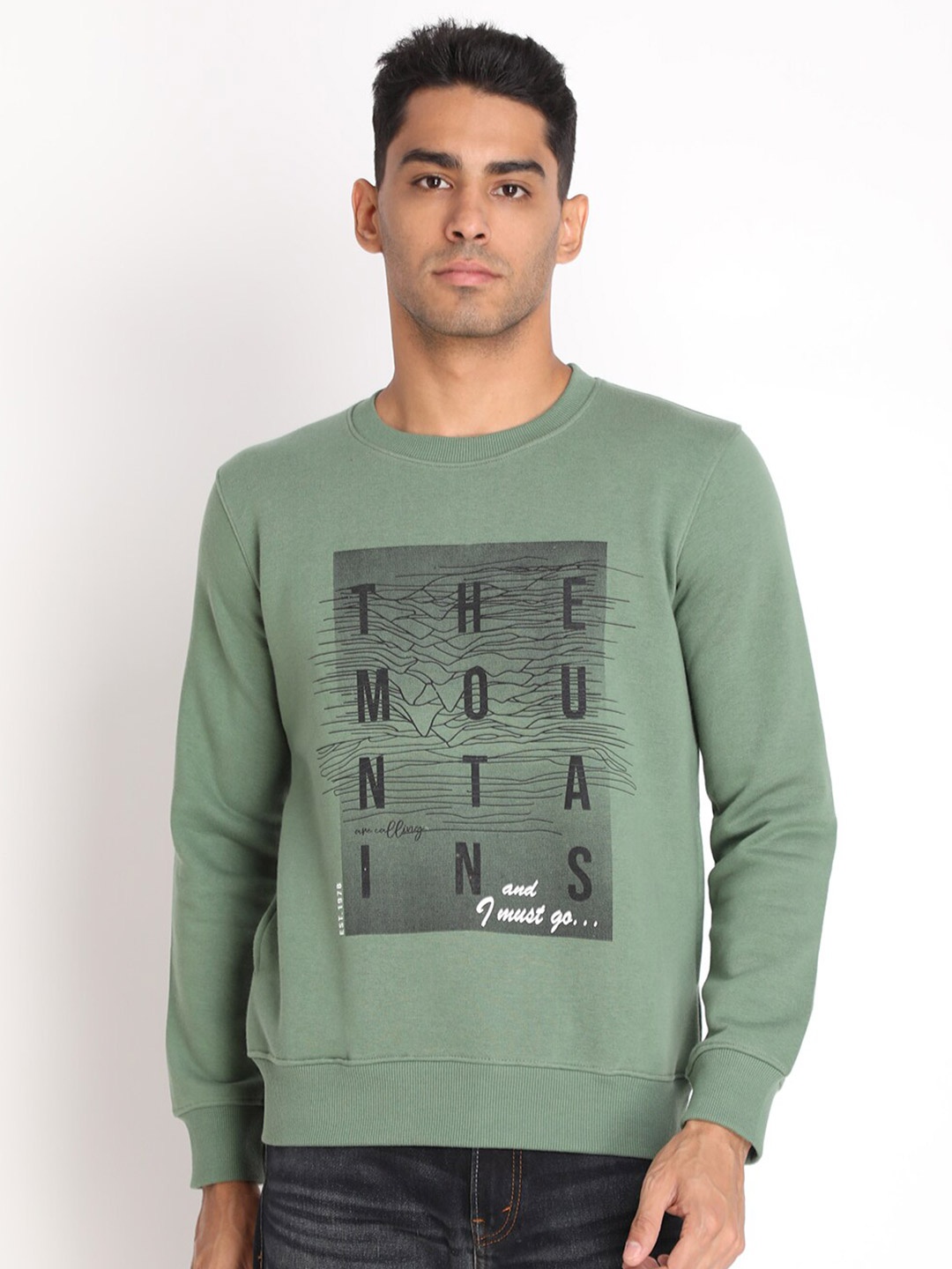 

PROTEX Men Green Typography Printed Sweatshirt