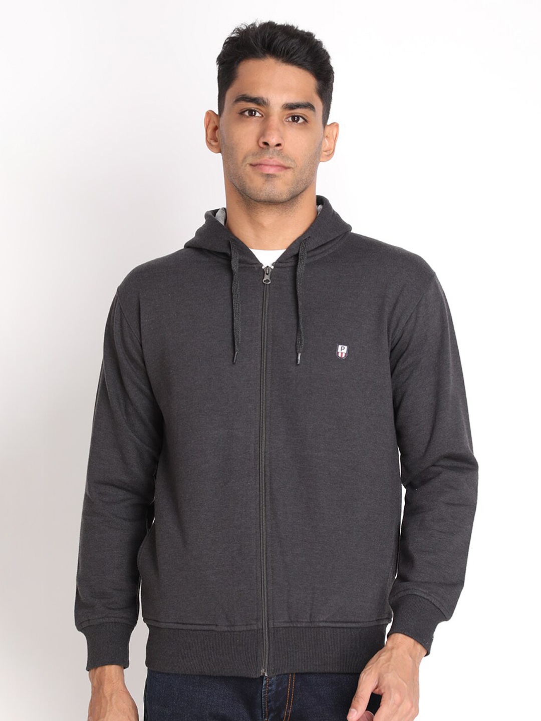 

PROTEX Men Grey Winter Hooded Sweatshirt