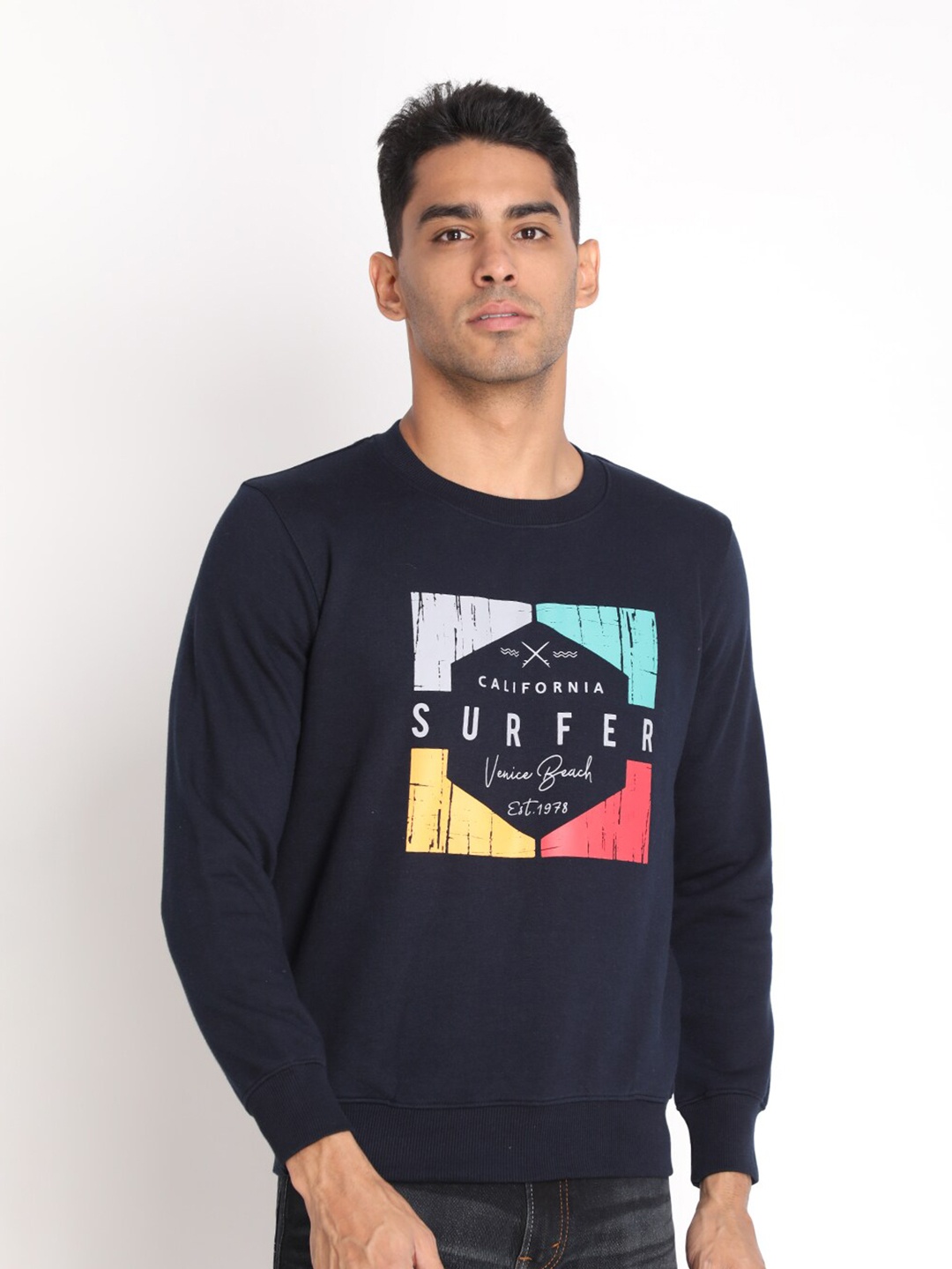 

PROTEX Men Navy Blue Printed Sweatshirt