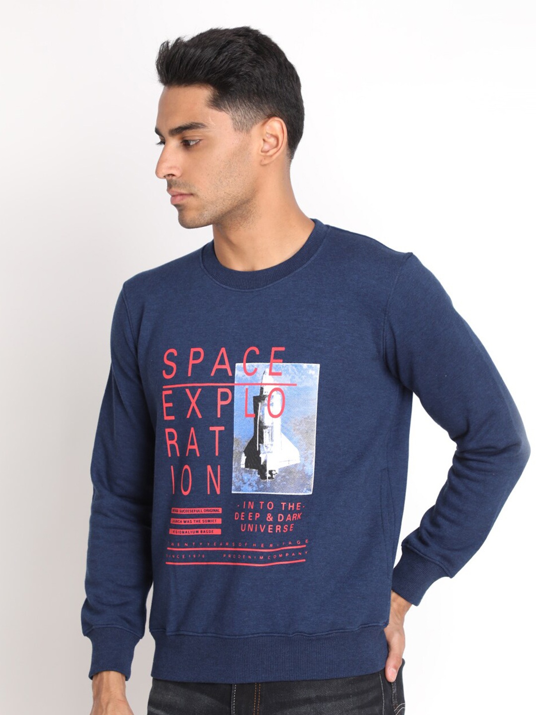 

PROTEX Men Blue Printed Sweatshirt