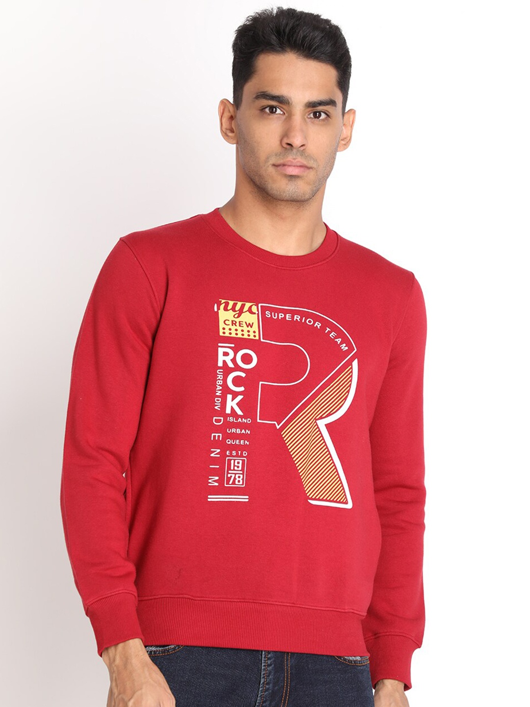 

PROTEX Men Red Printed Sweatshirt