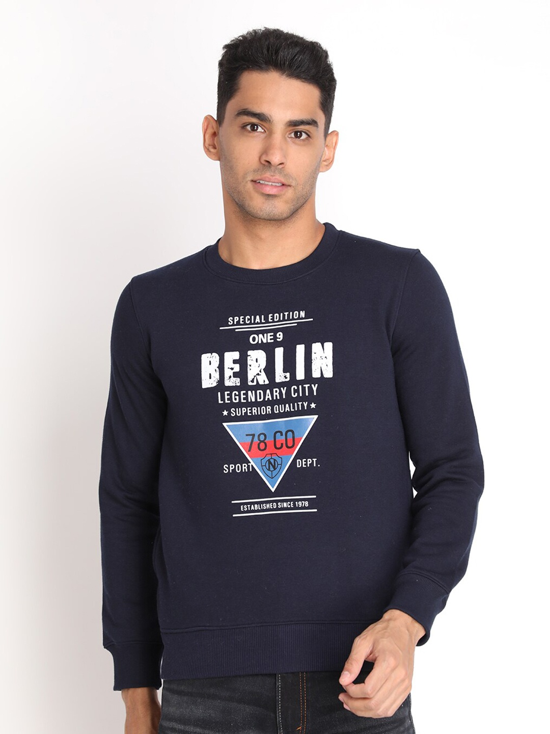 

PROTEX Men Navy Blue Printed Sweatshirt