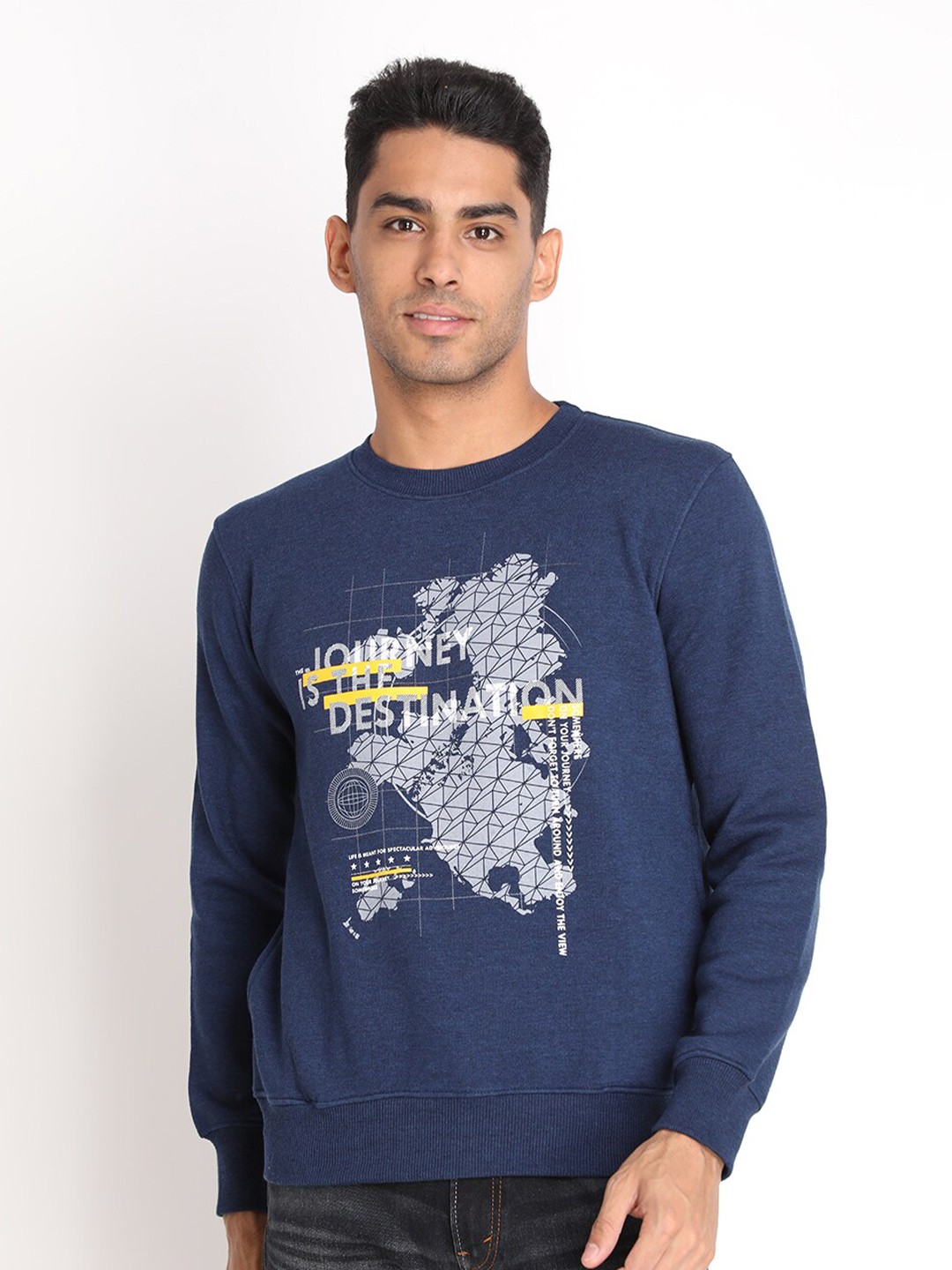 

PROTEX Men Blue Printed Sweatshirt