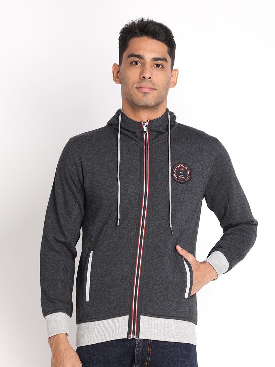 

PROTEX Men Grey Hooded Sweatshirt