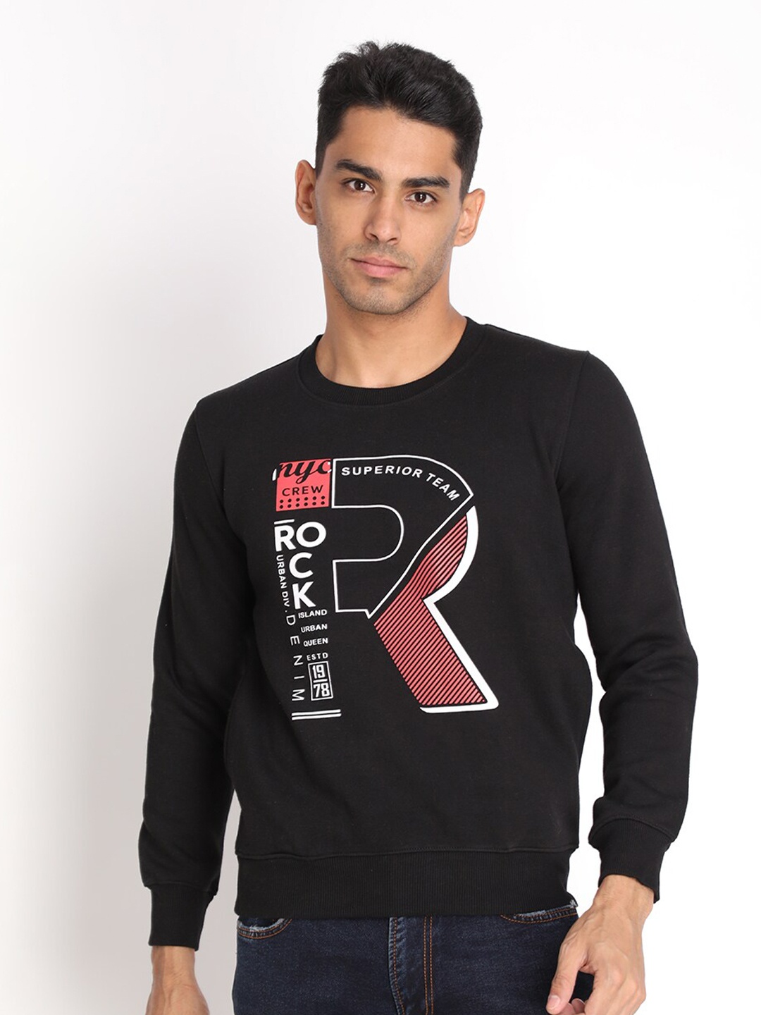 

PROTEX Men Black Printed Sweatshirt