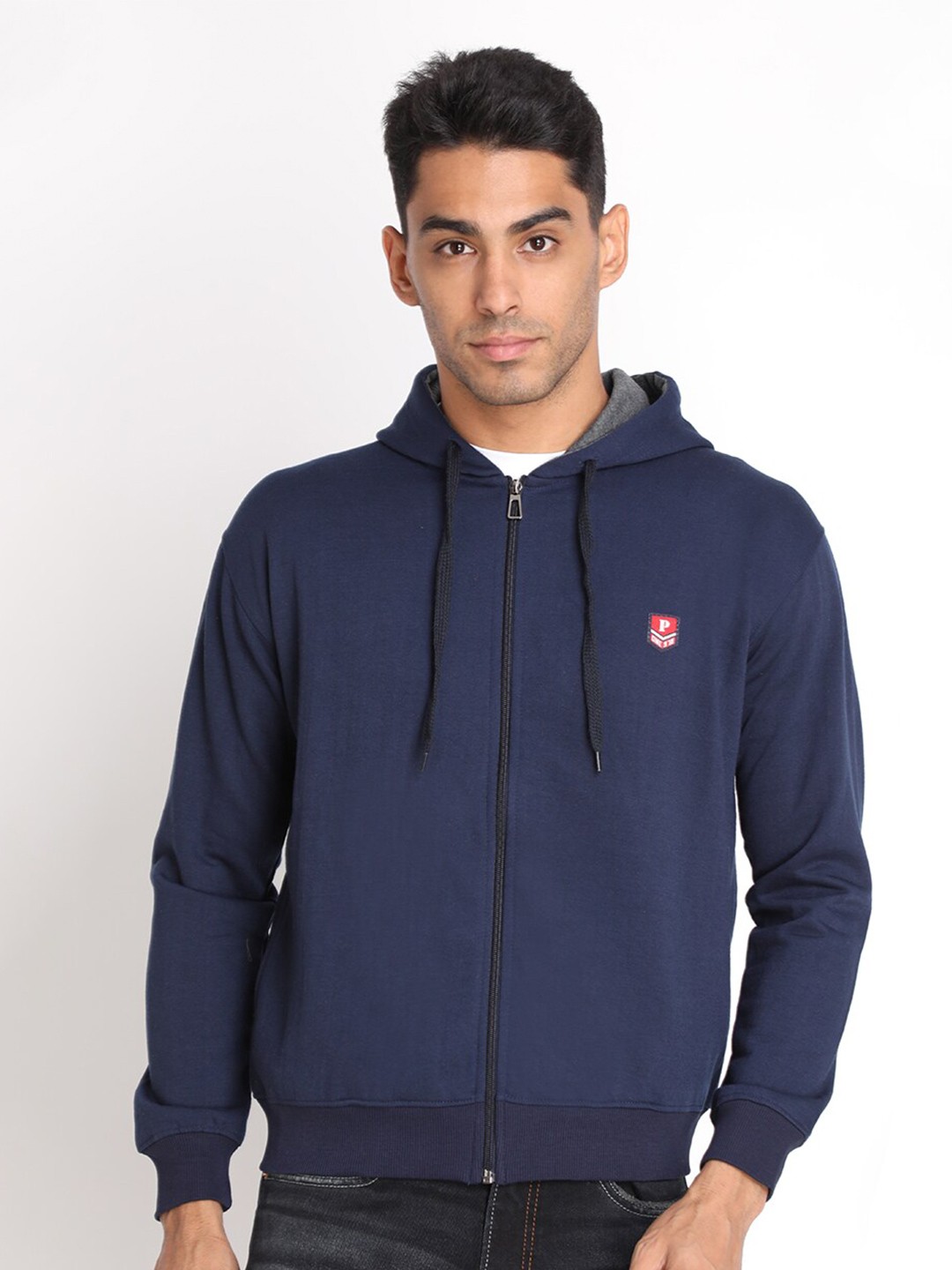 

PROTEX Men Blue Hooded Sweatshirt