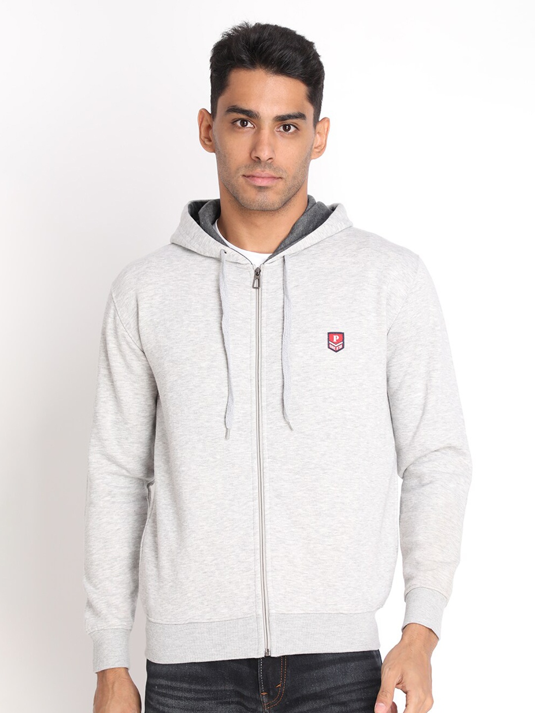 

PROTEX Men Grey Hooded Sweatshirt