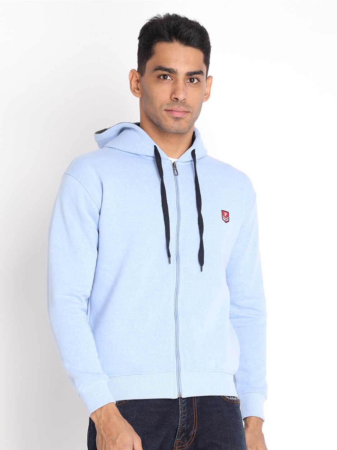 

PROTEX Men Blue Hooded Sweatshirt