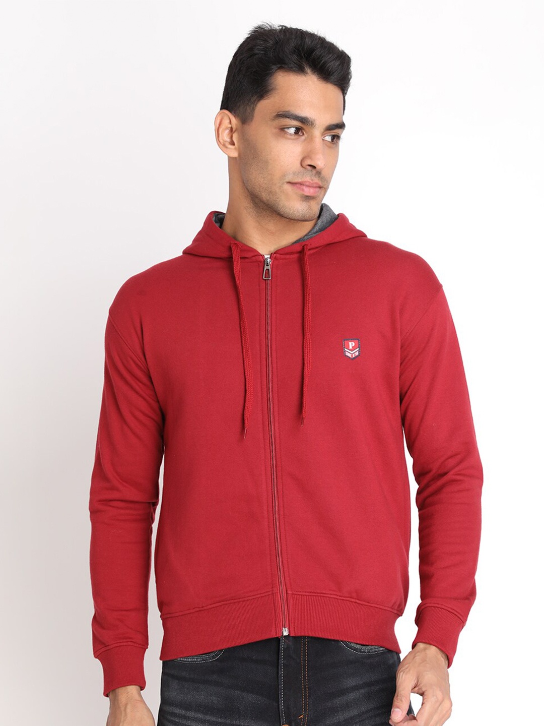 

PROTEX Men Red Hooded Sweatshirt
