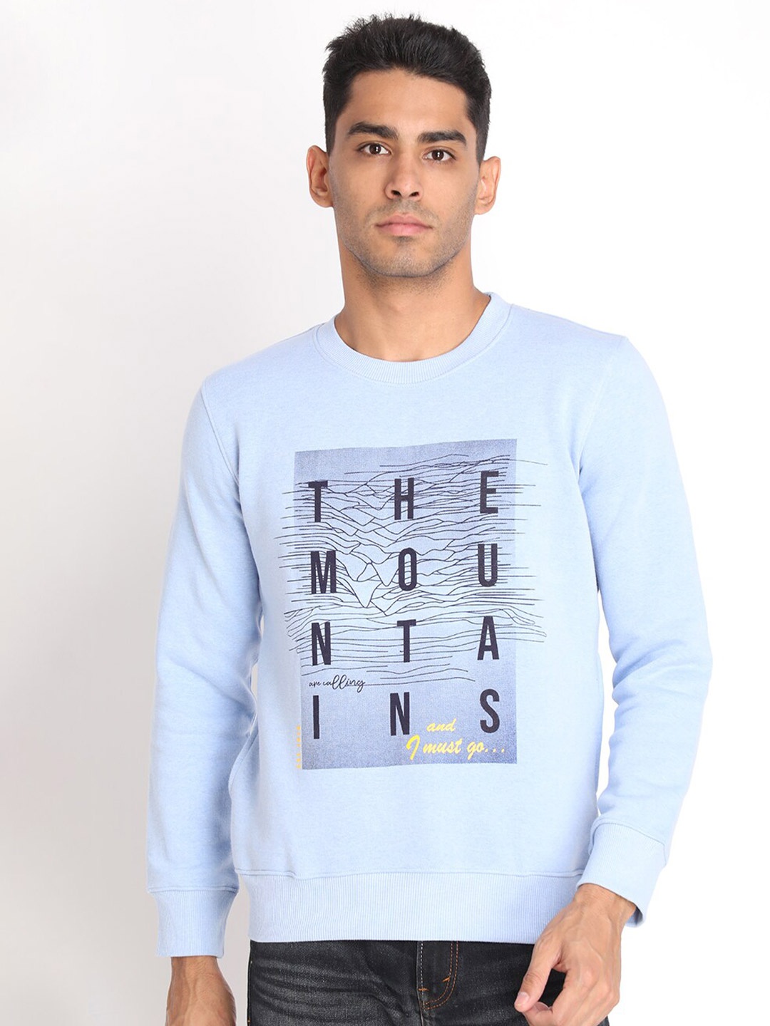

PROTEX Men Blue Printed Sweatshirt