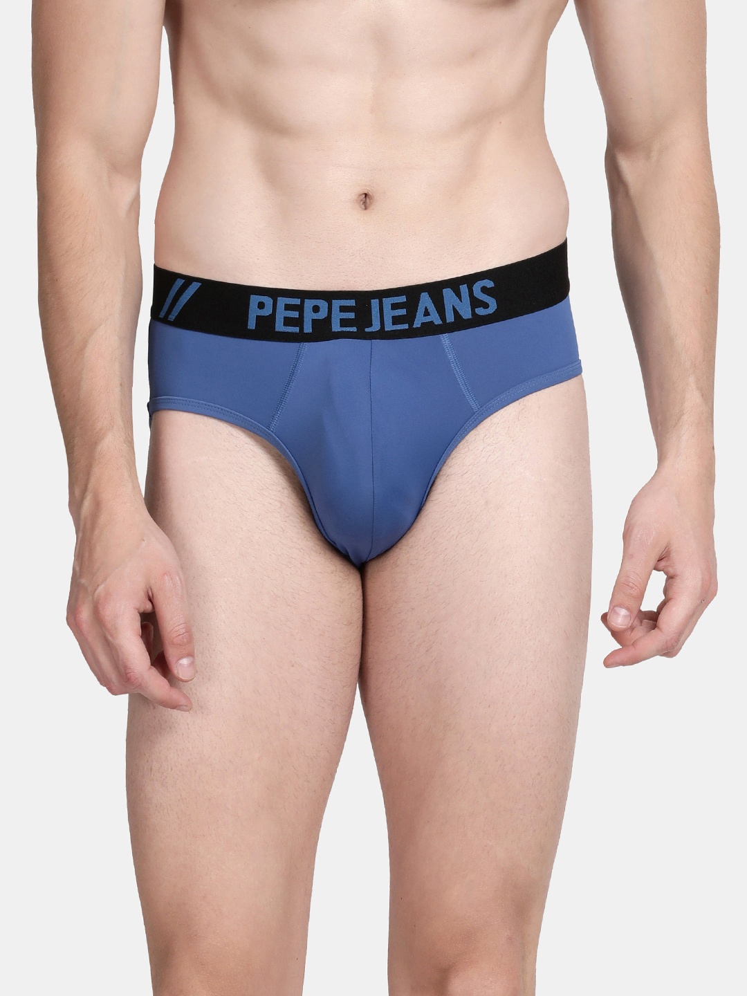 

Pepe Jeans Men Blue Solid Basic Briefs