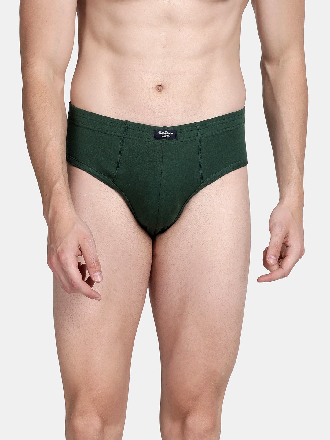 

Pepe Jeans Men Green Solid Pure Cotton Basic Briefs