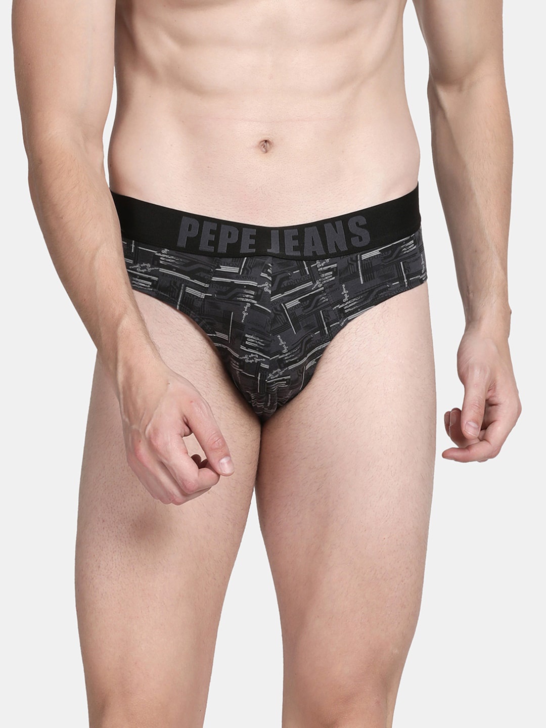 

Pepe Jeans Men Grey Printed Cotton Basic Briefs
