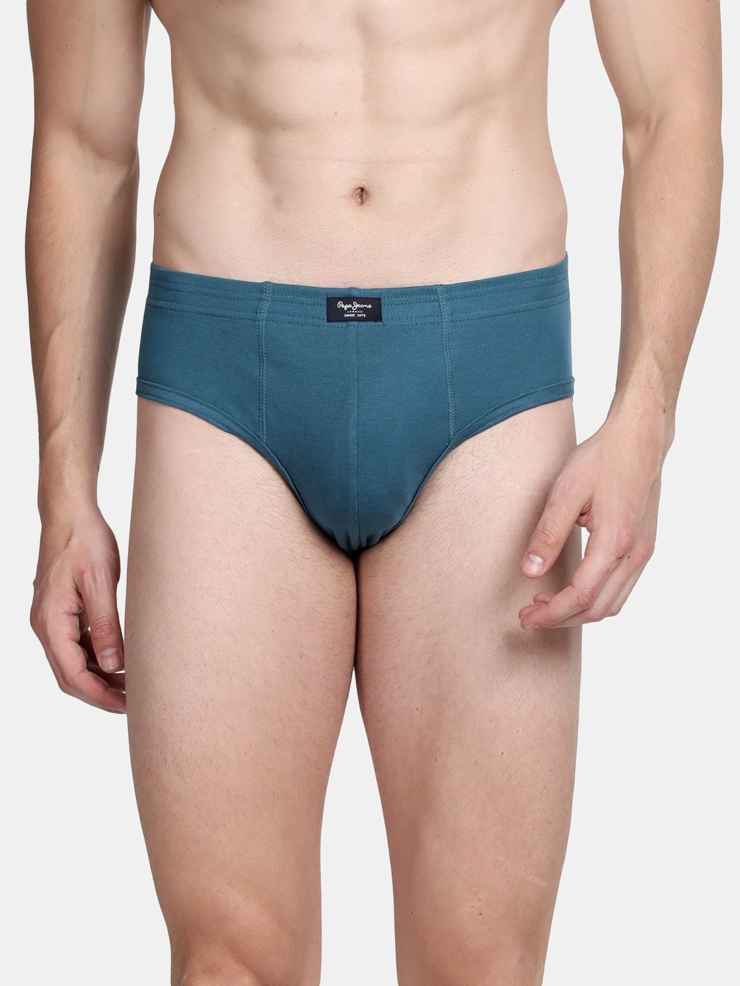 

Pepe Jeans Men's Turquoise Blue Solid Cotton Basic Briefs