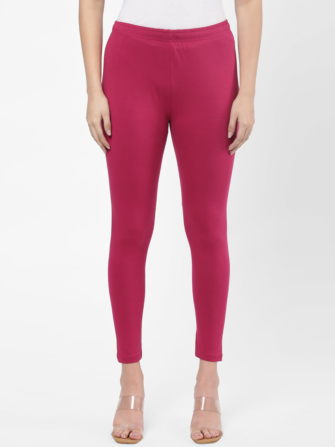 

R&B Women Pink Solid Ankle Length Leggings