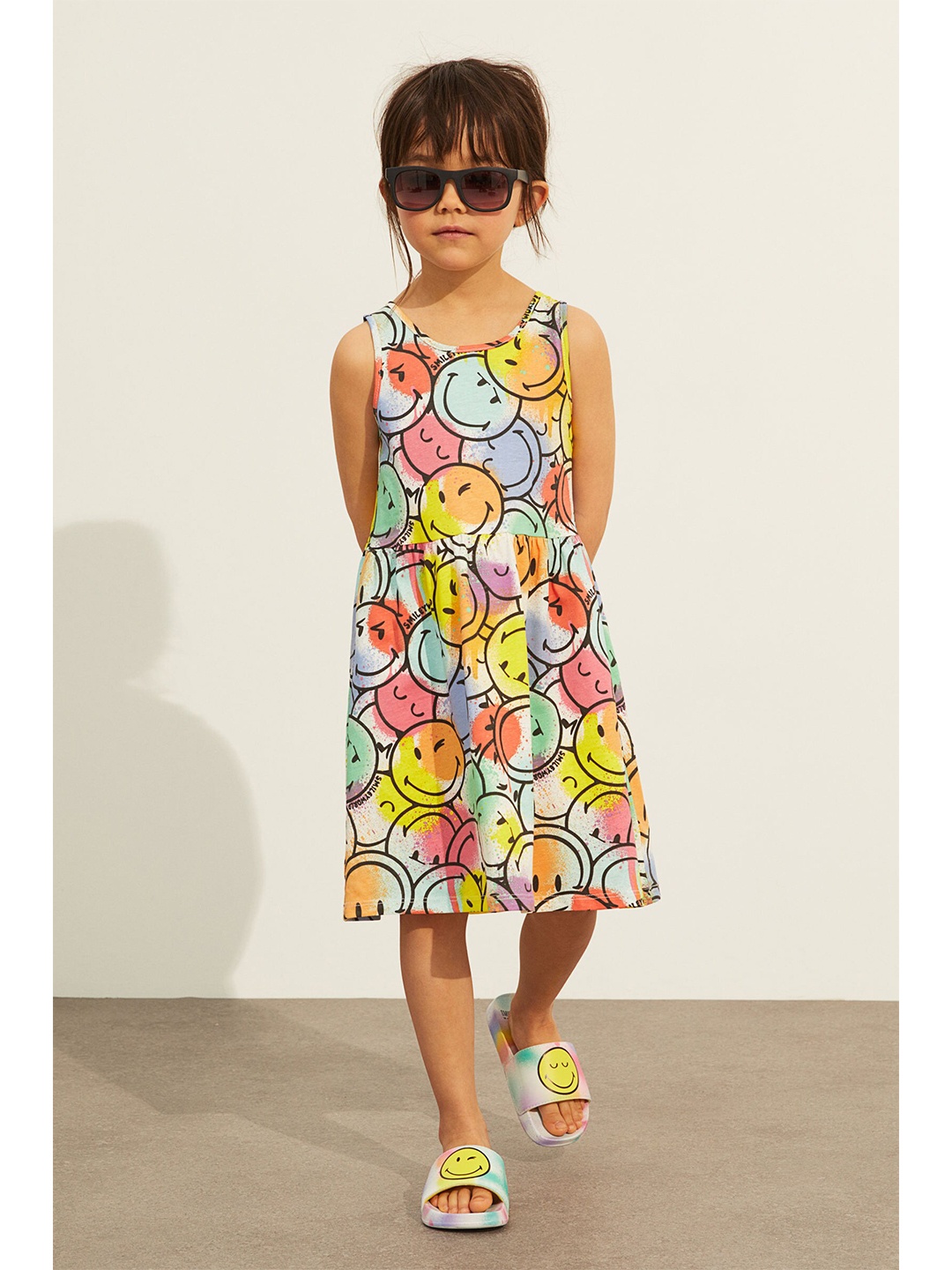 

H&M Girls Multicoloured Patterned Cotton Dress, Multi