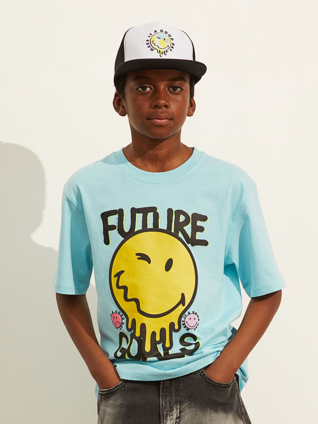 

H&M Boys Turquoise Blue Cotton Printed T-Shirt