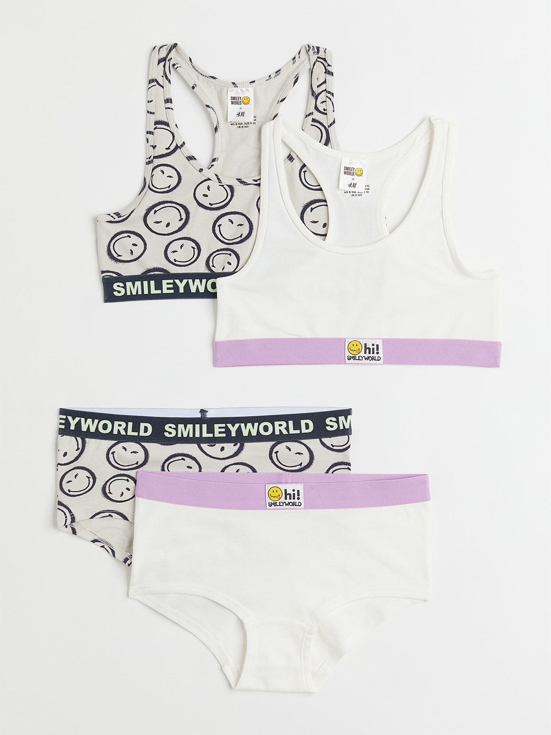 

H&M Girls 2-Pack Tops and Hipster Briefs, Grey