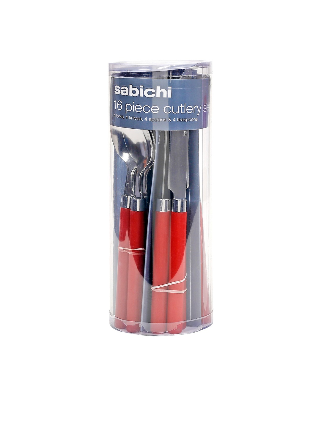 

Sabichi Set Of 16 Red & Silver Coloured Solid Stainless Steel Mixed Cutlery Set