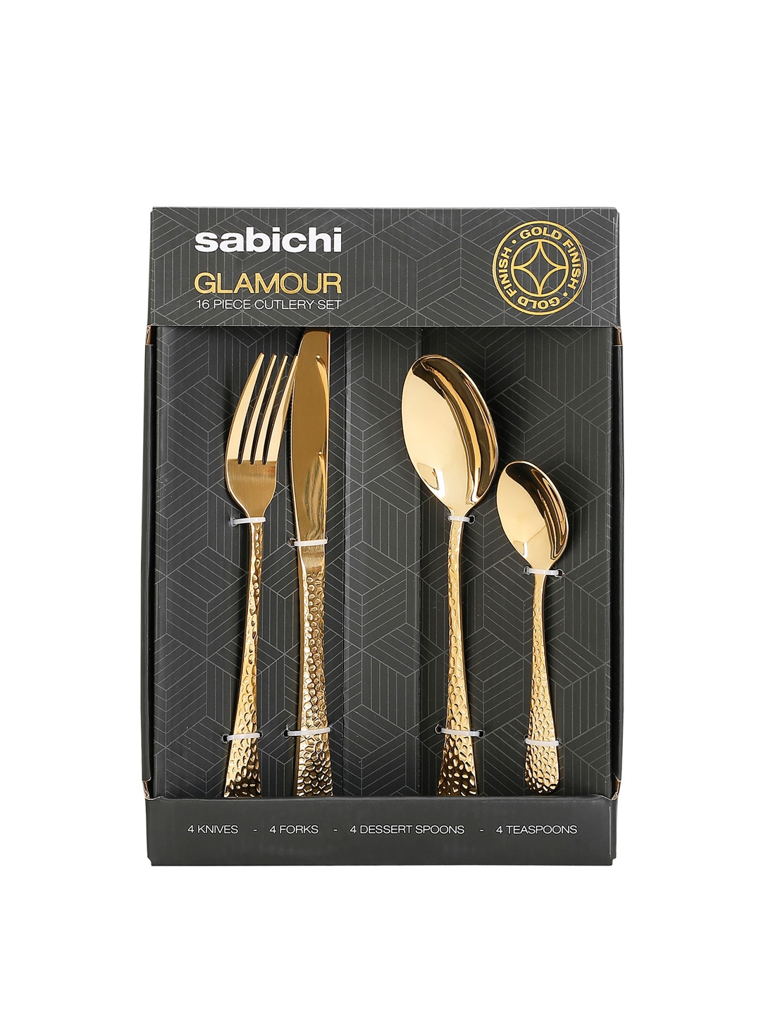 

Sabichi Set of 16 Pieces Golden Stainless Steel Cutlery Set, Gold