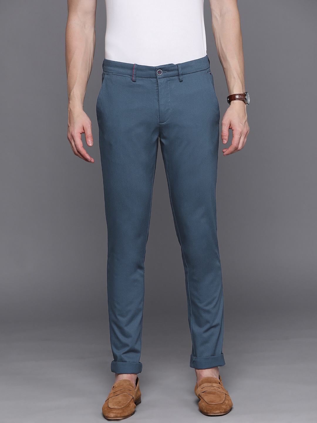 

Louis Philippe Sport Men Striped Slim Fit Trousers, Navy blue