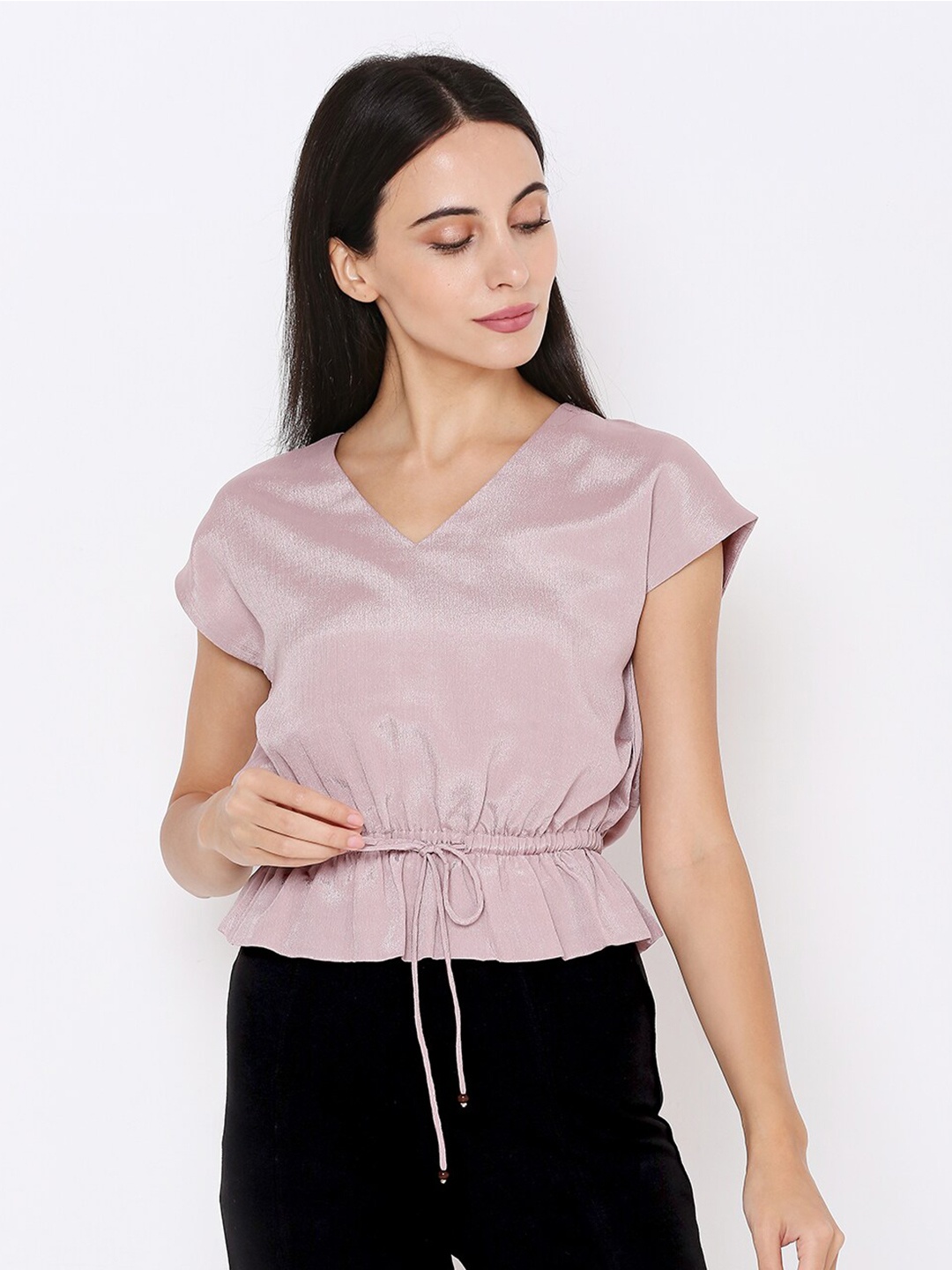 

aturabi Women Purple Cinched Waist Top