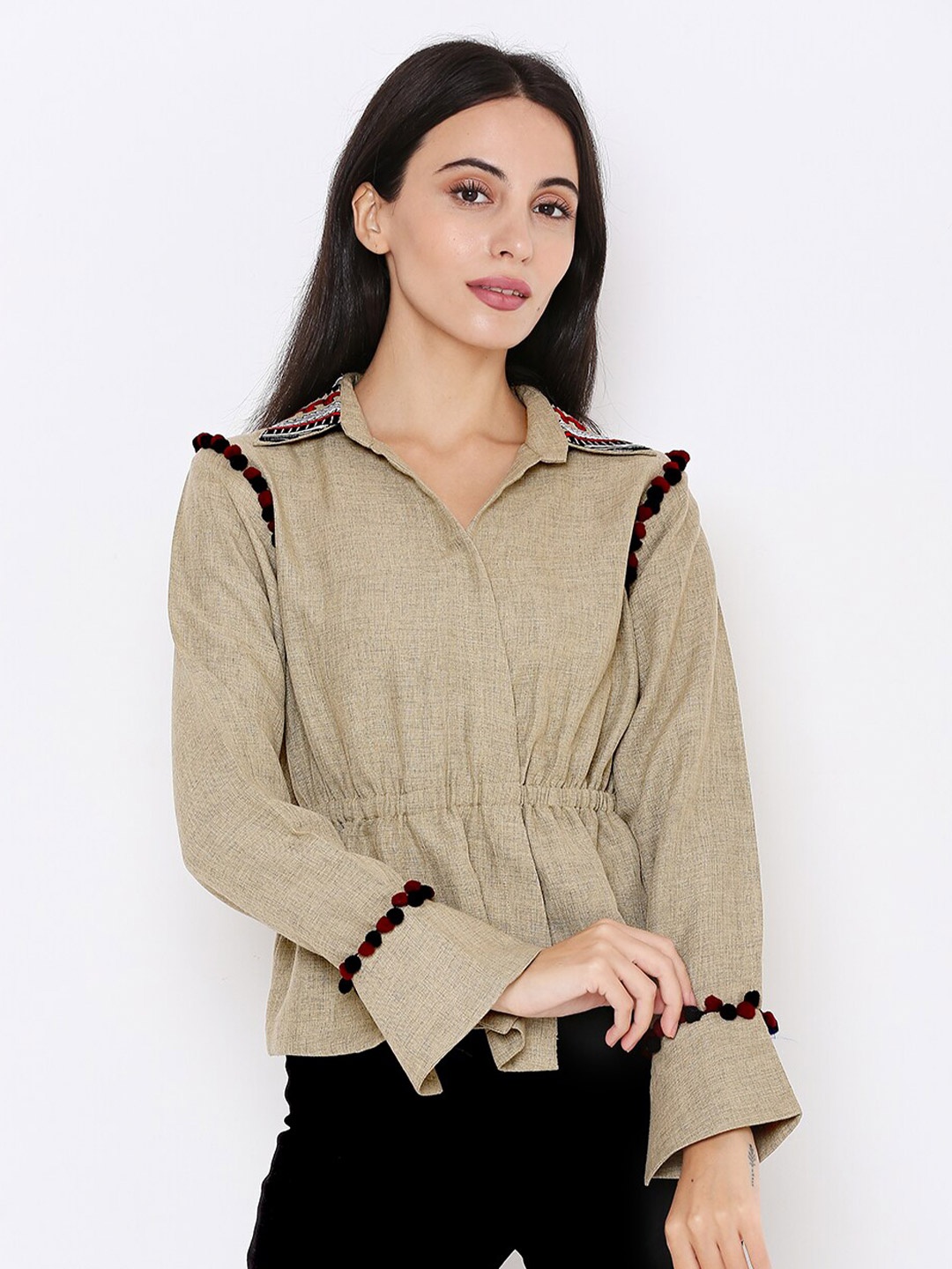 

aturabi Women Olive Green Solid Top