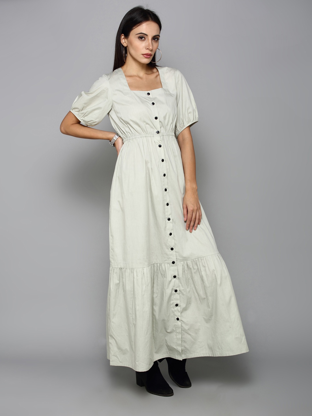 

aturabi Grey Maxi Cotton Dress