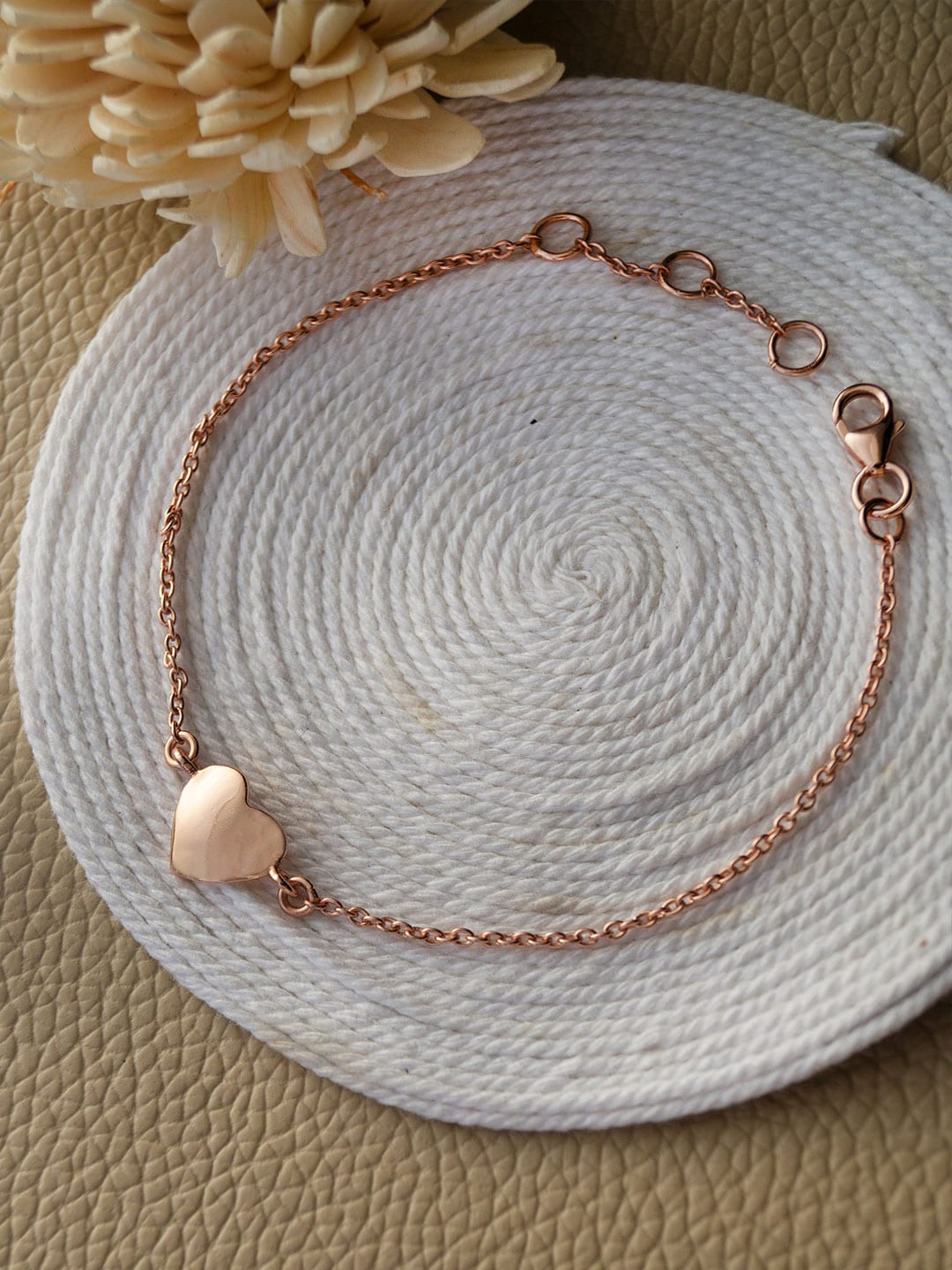 

MANNASH Women Rose Sterling Silver Handcrafted Rose Gold-Plated Link Bracelet