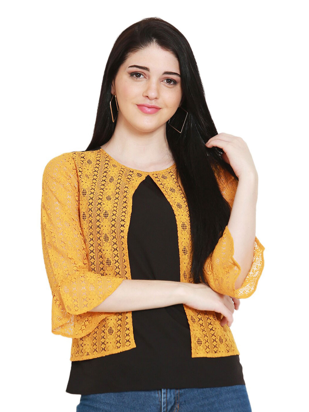 

BLUE CHIC Mustard Yellow Crepe Top