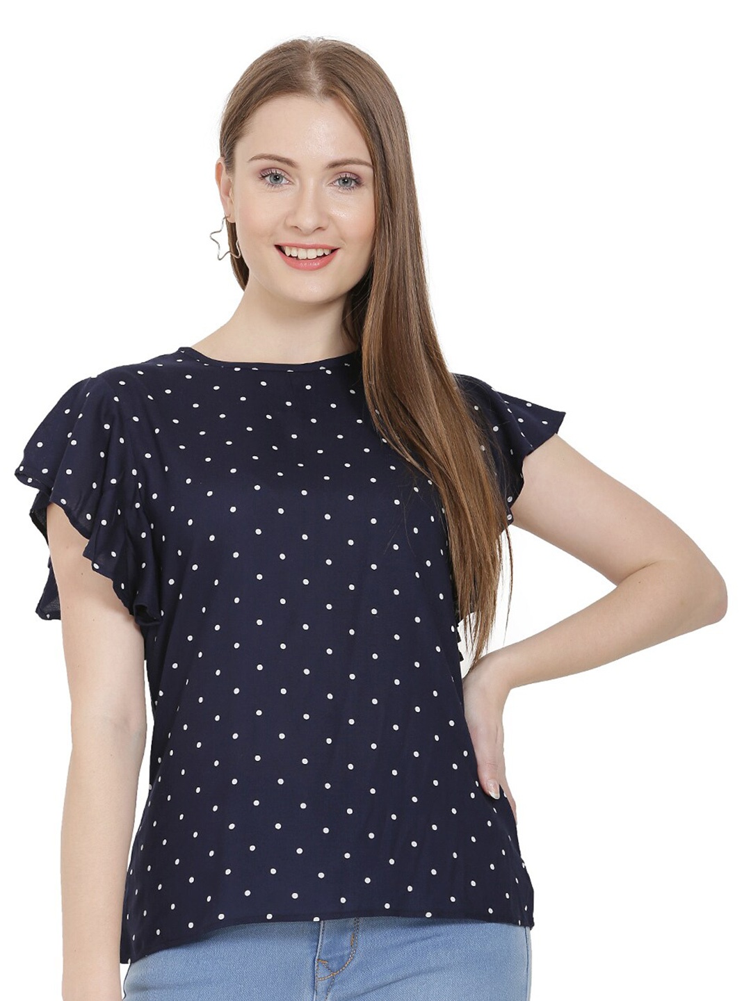 

BLUE CHIC Navy Blue Print Top