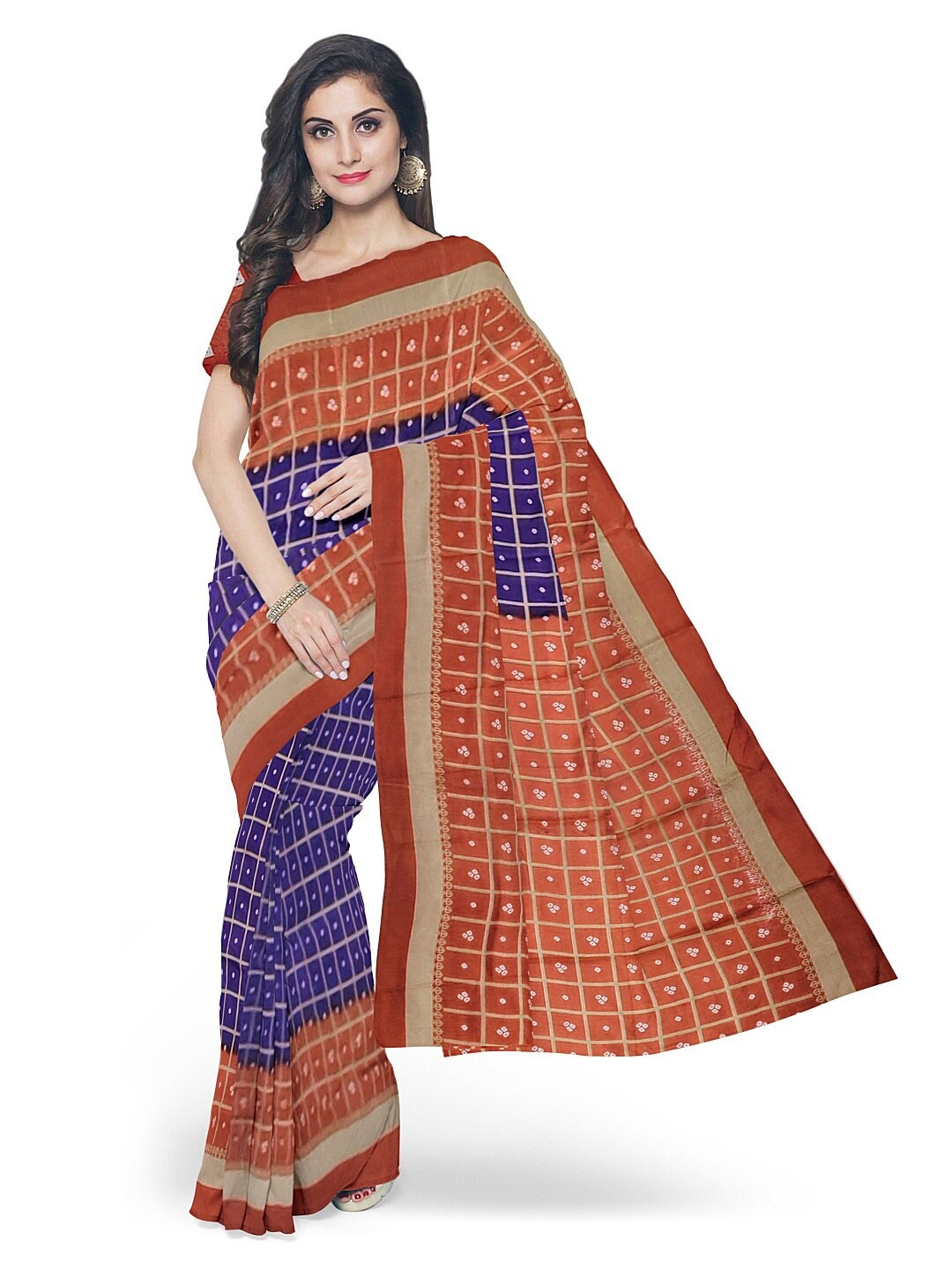 

KALINI Purple & Brown Bandhani Silk Blend Bandhani Saree
