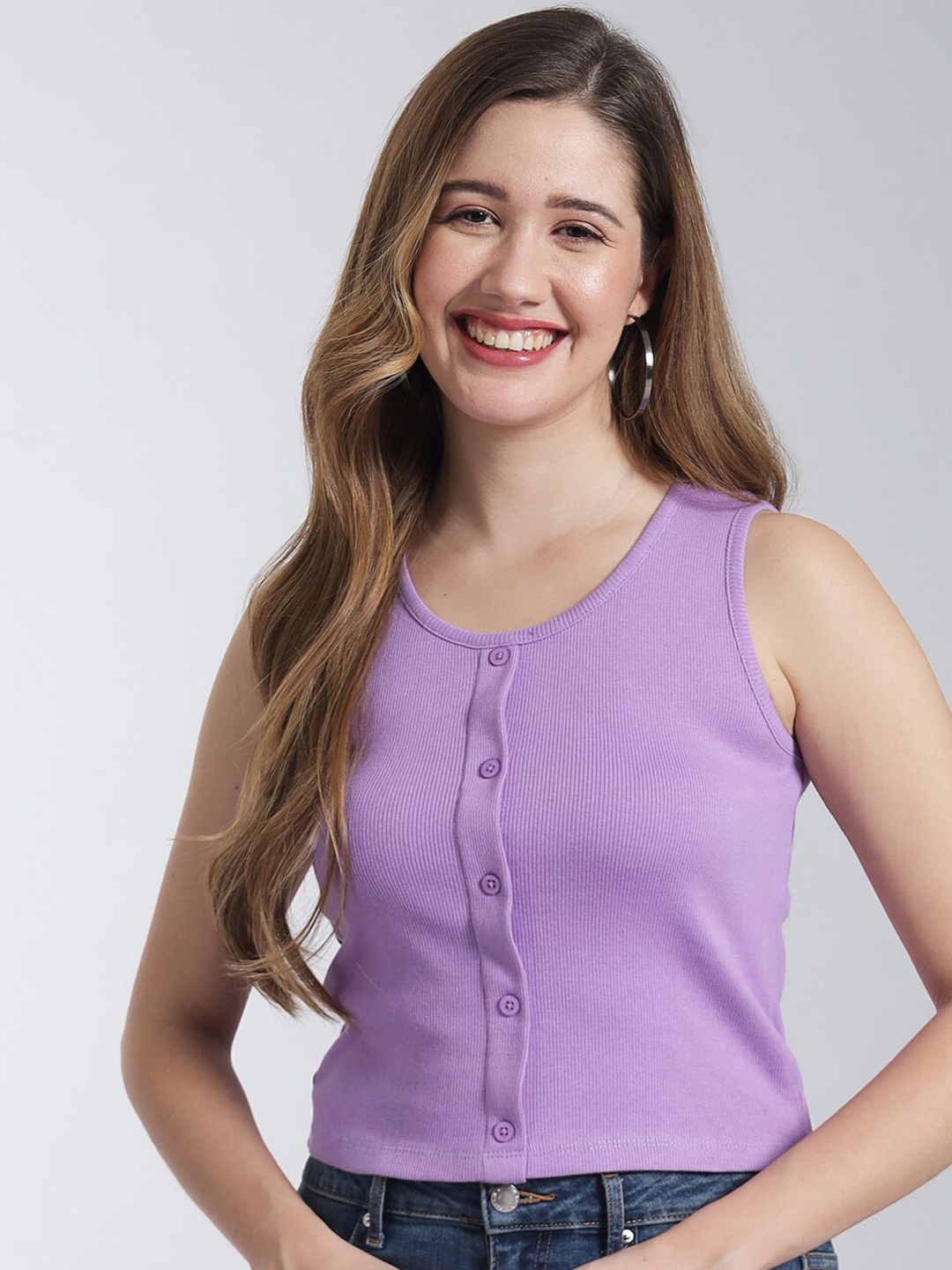 

Q-rious Women Lavender Solid Top