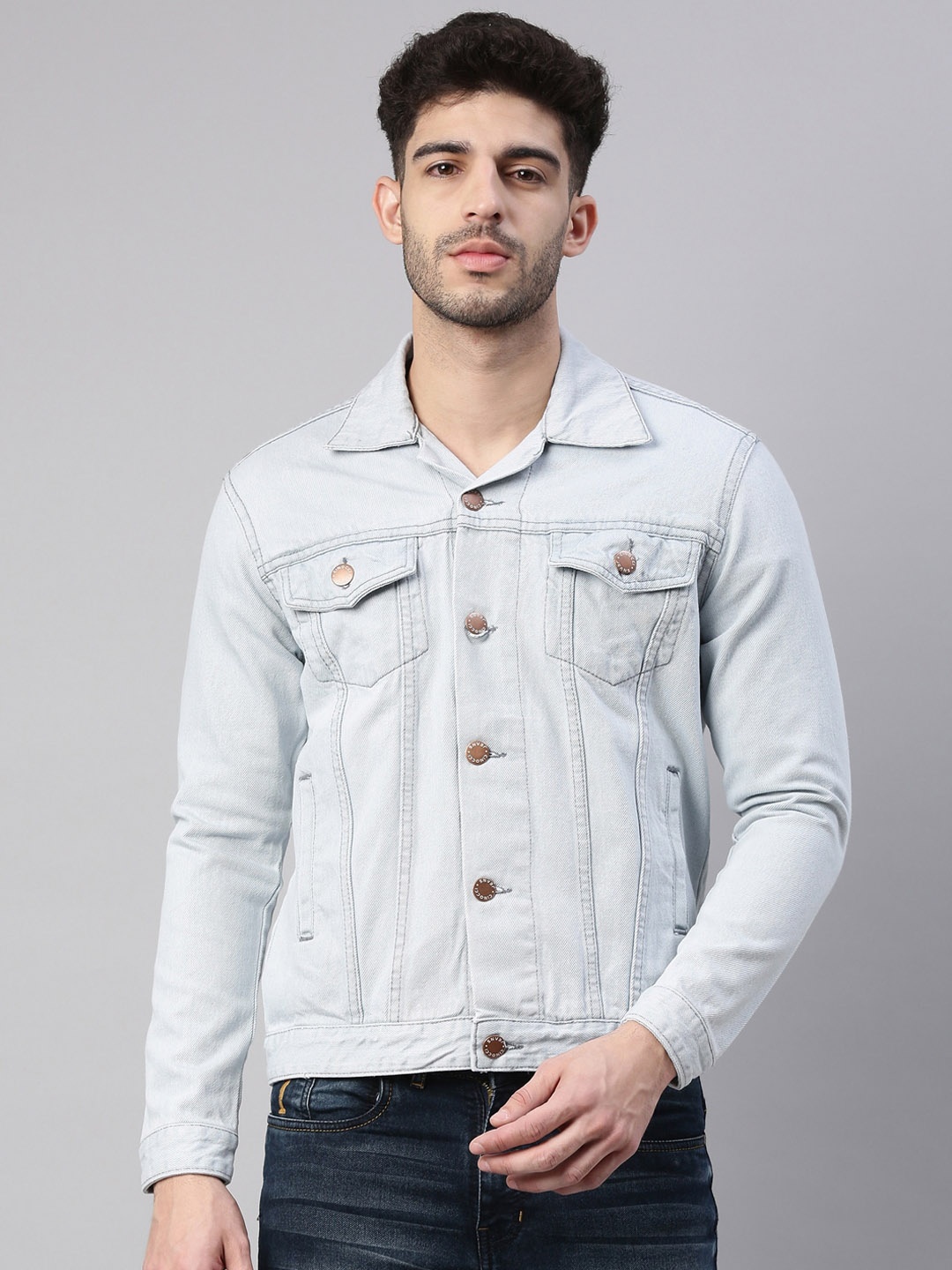 

CINOCCI Men Blue Washed Lightweight Denim Jacket