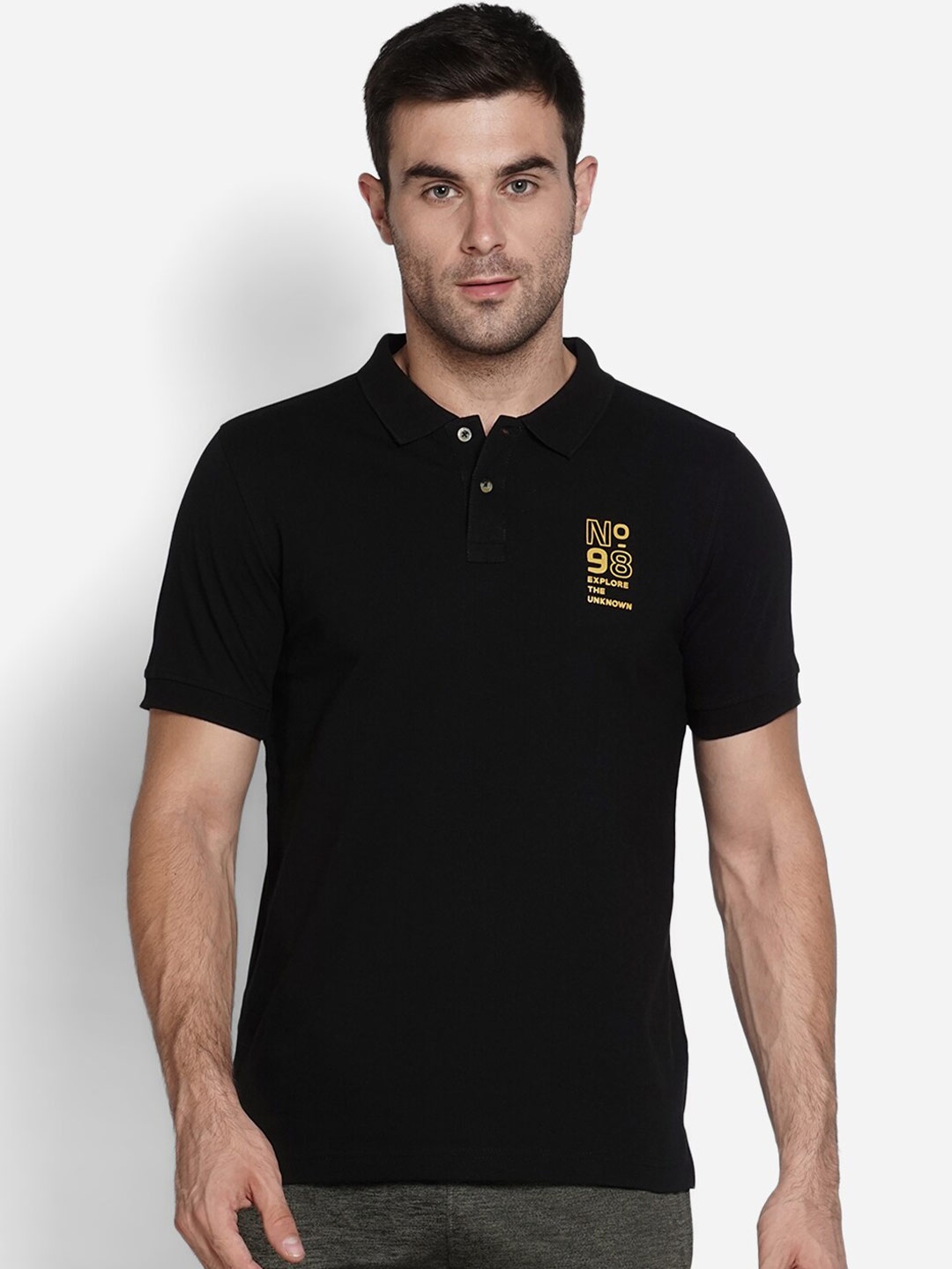 

Wildcraft Men Black Printed Polo Collar T-shirt