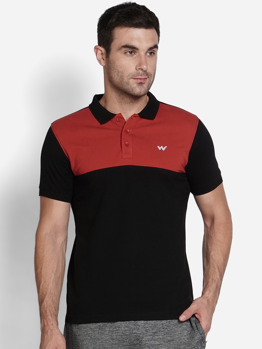 

Wildcraft Men Black Colourblocked Polo Collar T-shirt