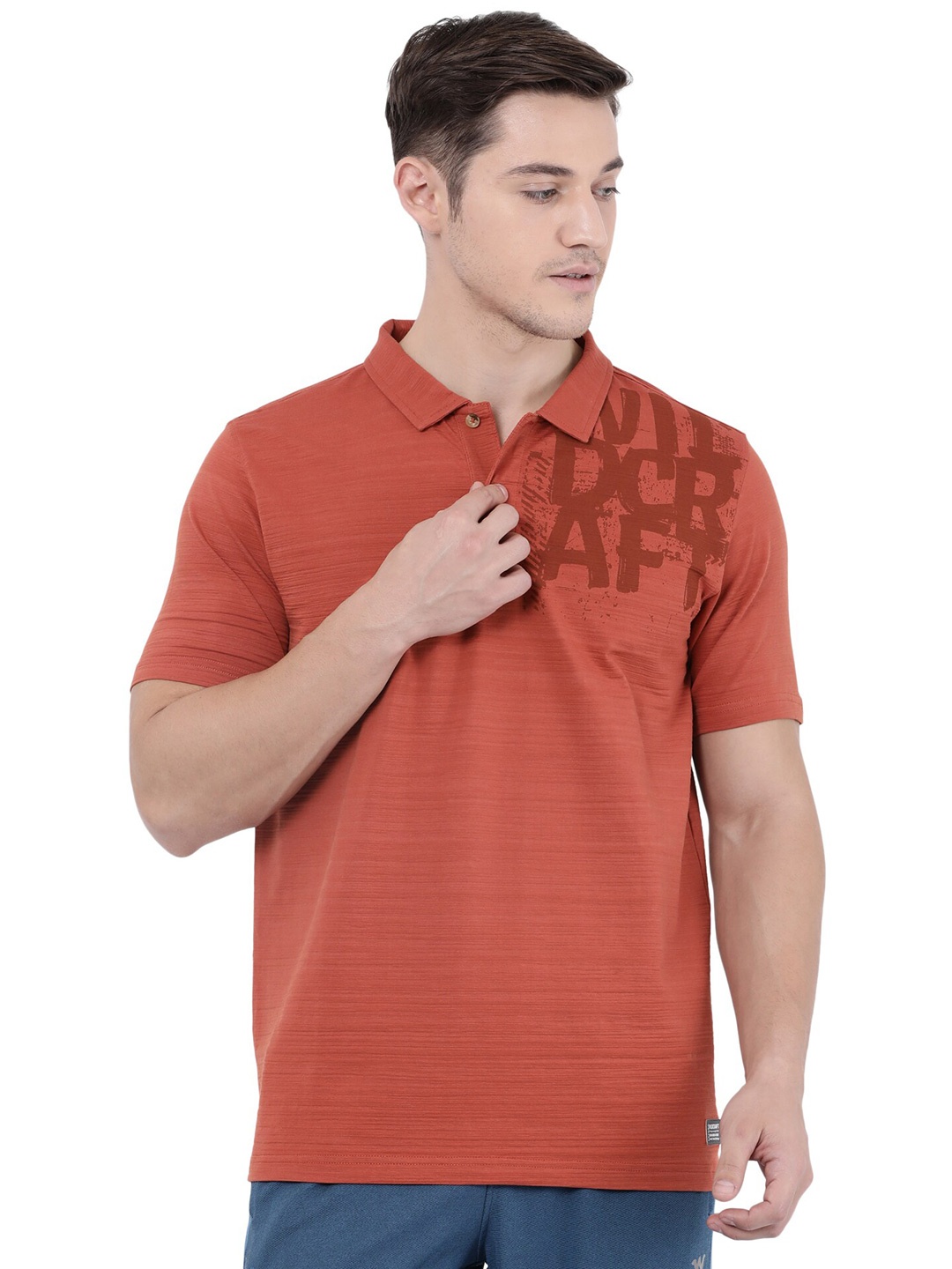 

Wildcraft Men Maroon Typography Polo Collar T-shirt