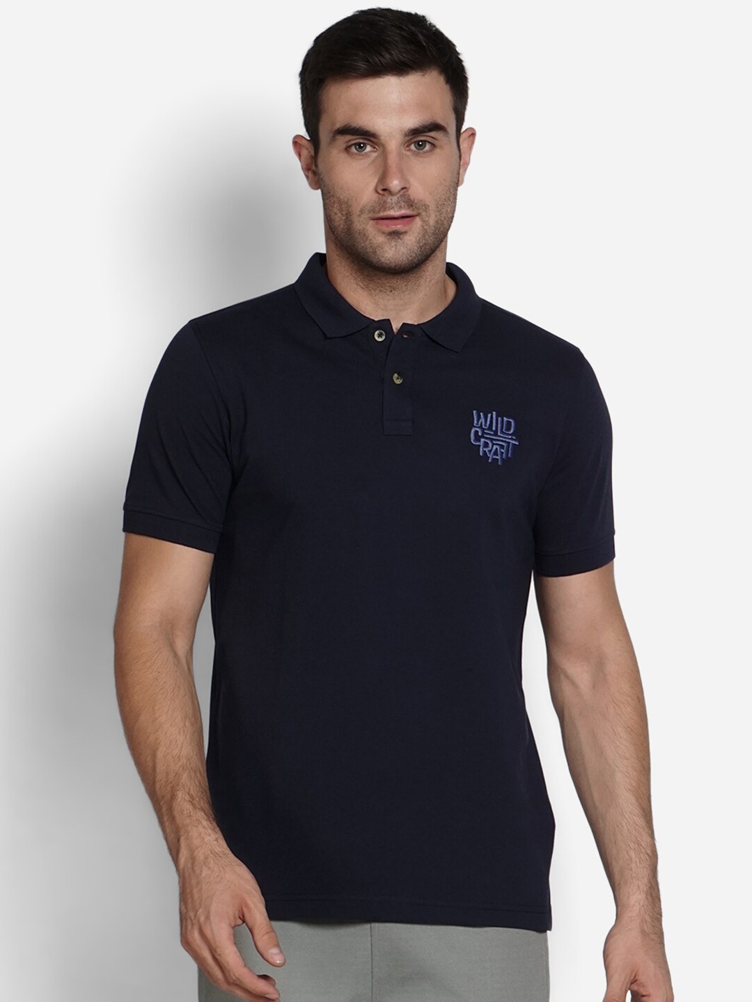 

Wildcraft Men Navy Blue Polo Collar T-shirt