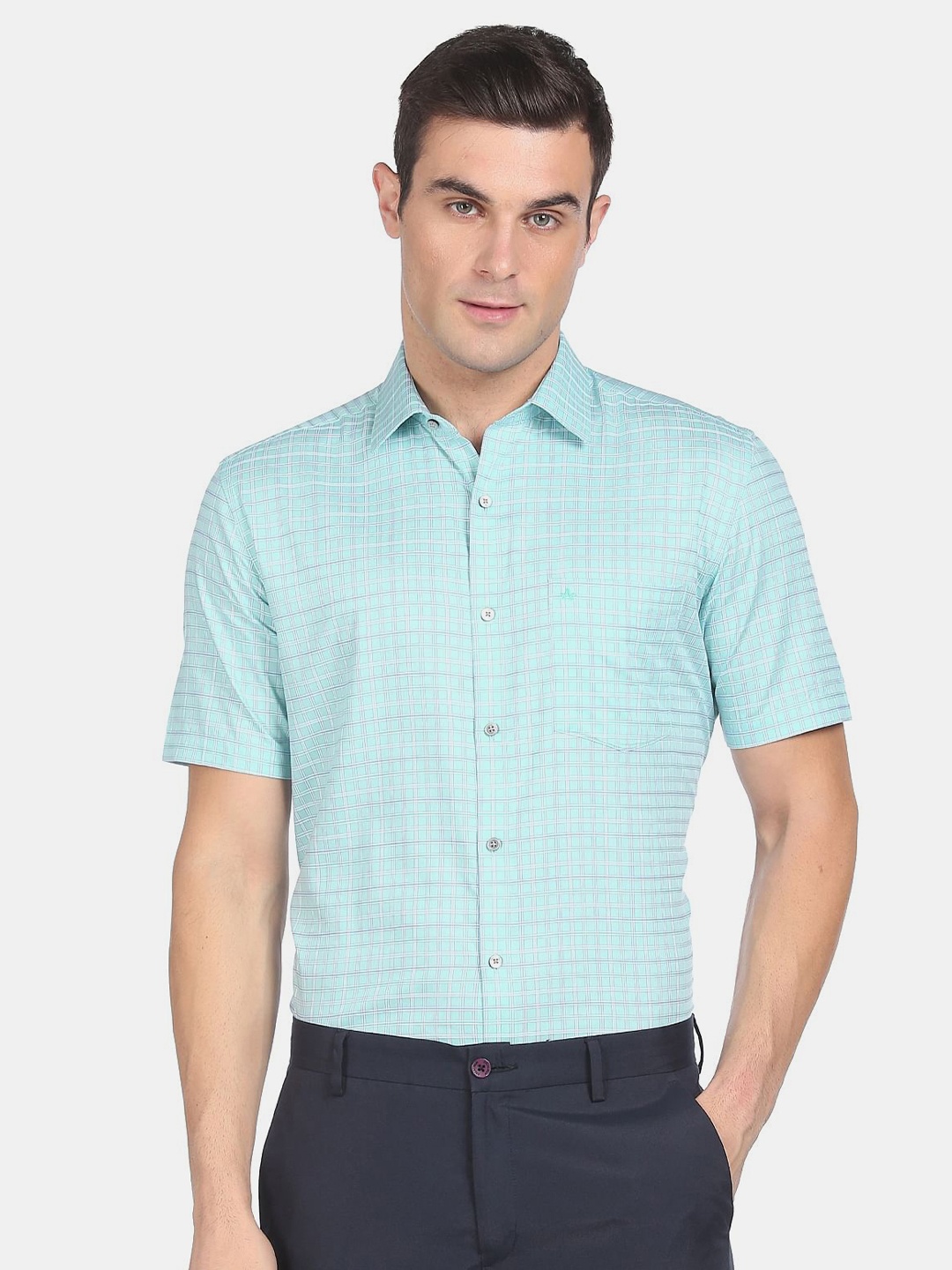 

Arrow Men Sea Green Checked Casual Shirt