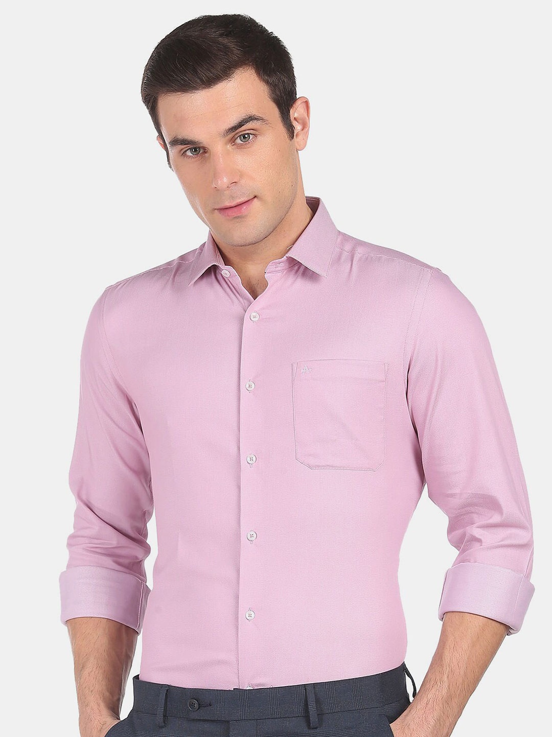 

Arrow Men's Pink Manhattan Slim Fit Patterned Formal Shirt