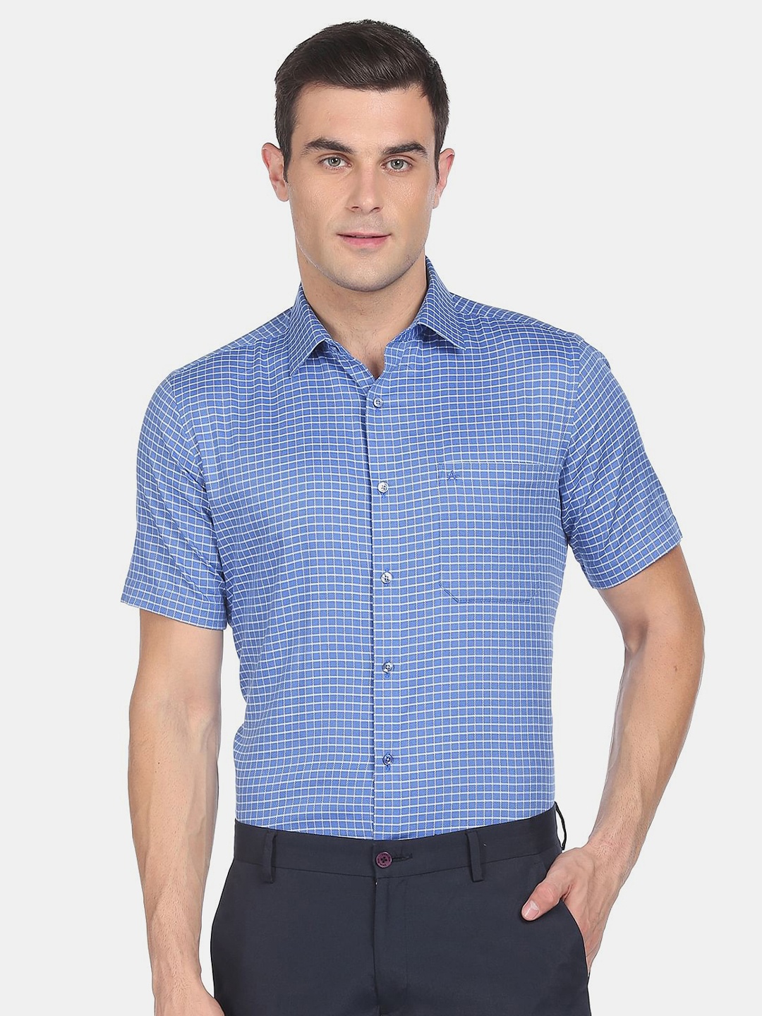

Arrow Men Blue Grid Tattersall Checks Checked Casual Shirt