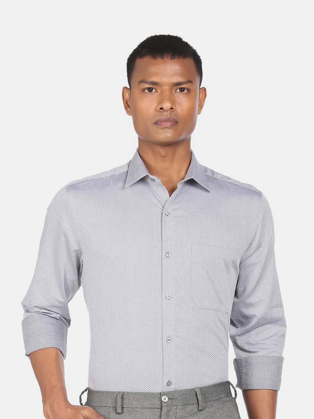

Arrow Men Grey Regular Fit Printed Formal Shirt