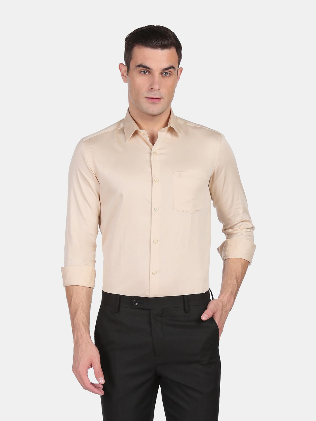 

Arrow Men Beige Slim Fit Casual 100% Cotton Shirt