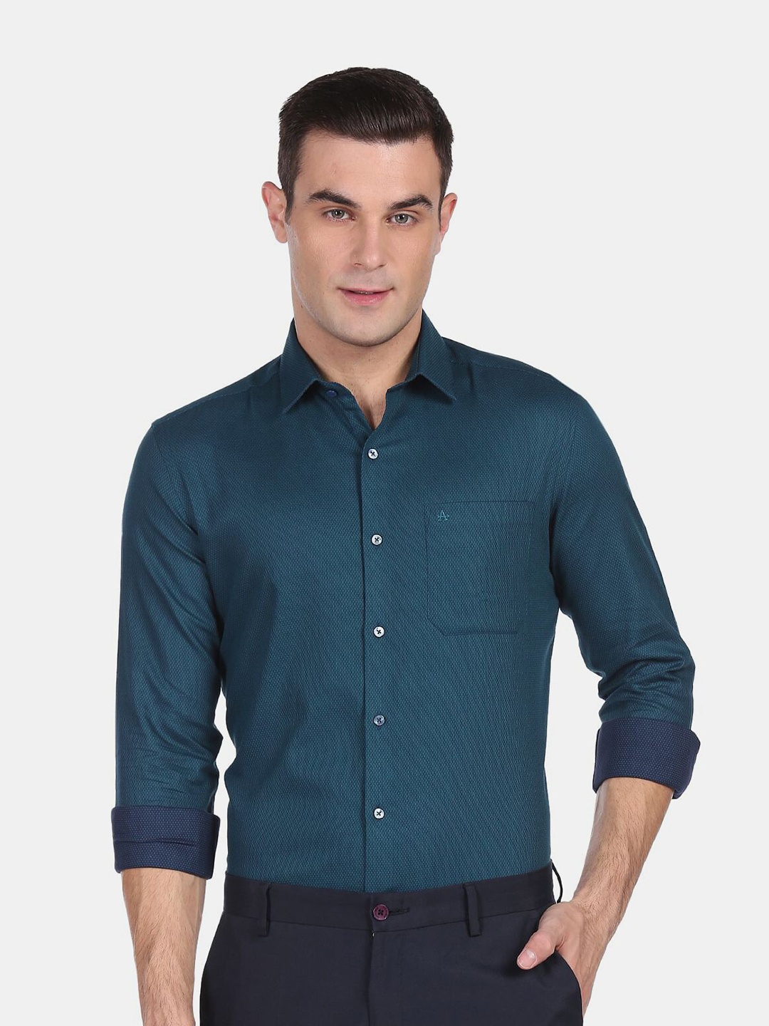 

Arrow Men Teal Solid Casual Shirt