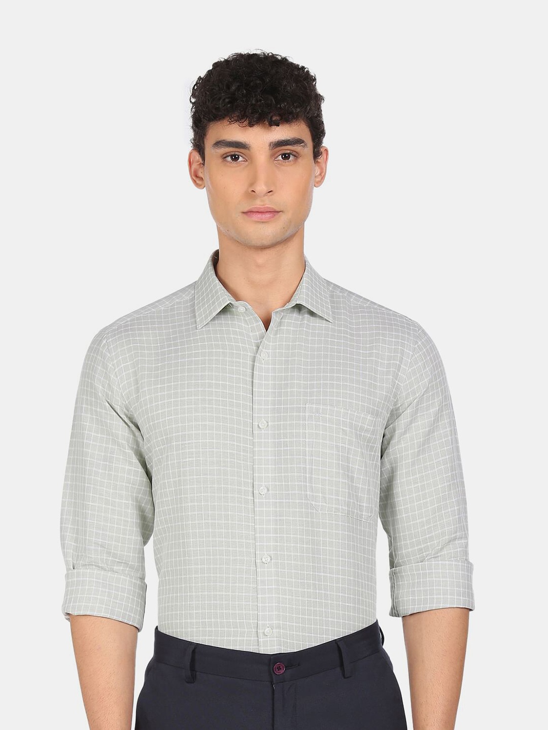 

Arrow Men Green Grid Tattersall Checks Checked Casual Shirt