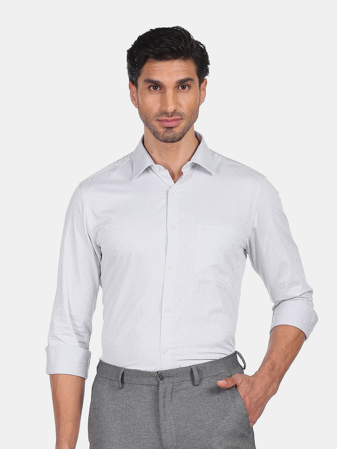 

Arrow Men Grey Printed Casual Shirt